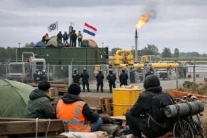 Activisten bezetten gaslocatie in Bedum uit protest tegen gaswinning en bevingsschade