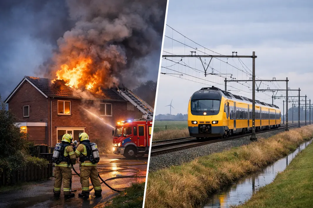Brand in woning in Sappemeer en hervatting treinverkeer tussen Zuidbroek en Scheemda
