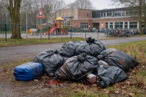 Afvalzakken mogelijk met drugsafval gedumpt nabij school in Lewenborg