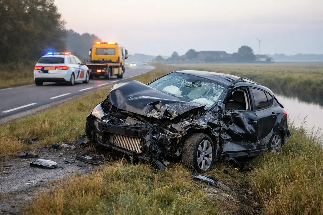 Auto ernstig beschadigd bij eenzijdig ongeval in Zuidbroek