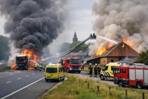 Brand op A28 en in schuur in Warffum zorgen voor inzet hulpdiensten