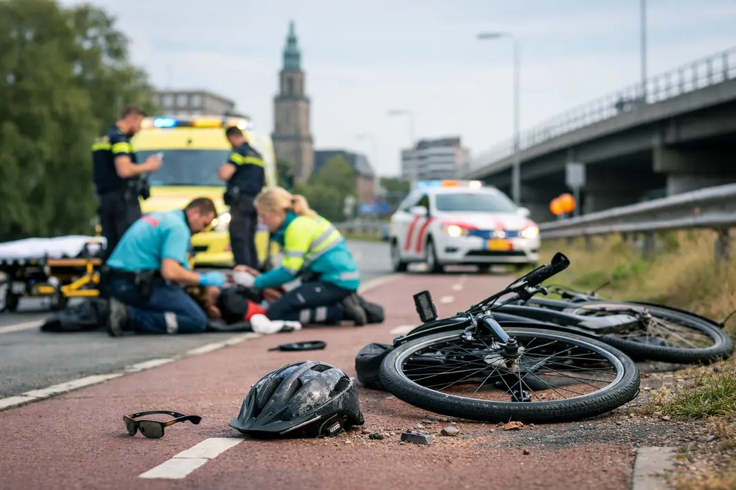Fietser raakt gewond na harde val op Brailleweg in Groningen