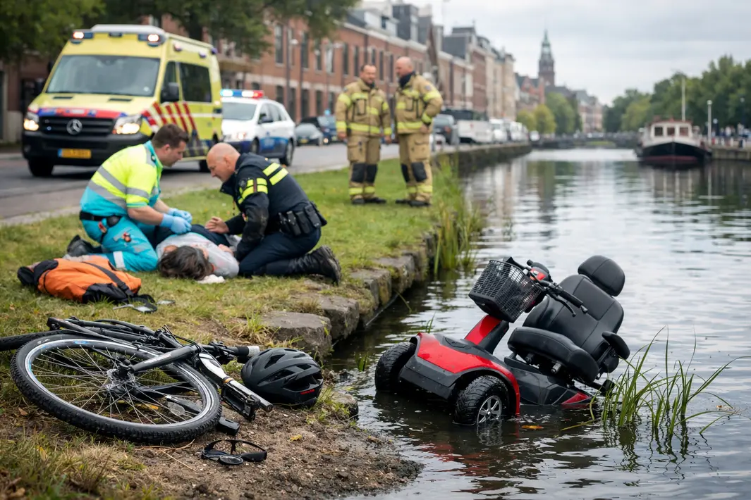 Gewonde fietser en scootmobiel te water bij incidenten in Groningen