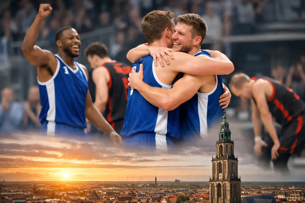Groninger basketbalteam wint overtuigend van Belgische tegenstander