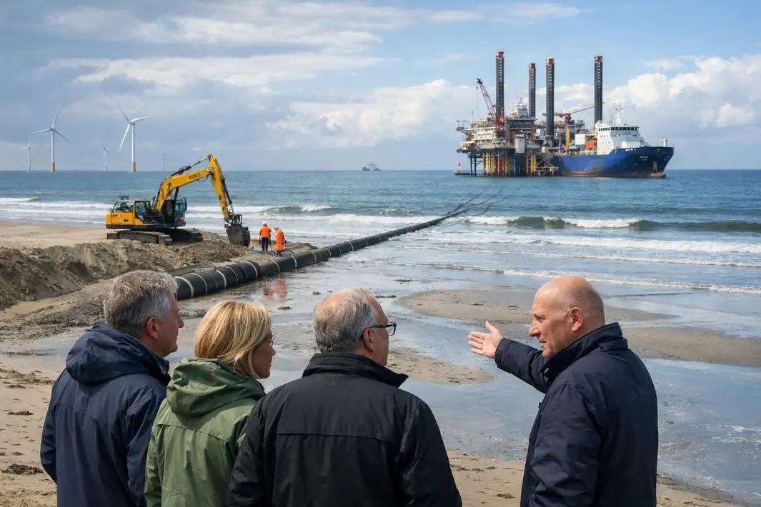 Groningse bestuurders bezoeken Norderney voor inzicht in stroomkabels onder waddeneiland
