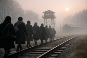 Herdenking van de vrouwenmars bij Kamp Westerbork in 1945