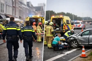 Hulpdiensten actief na incidenten in binnenstad en verkeersongeluk