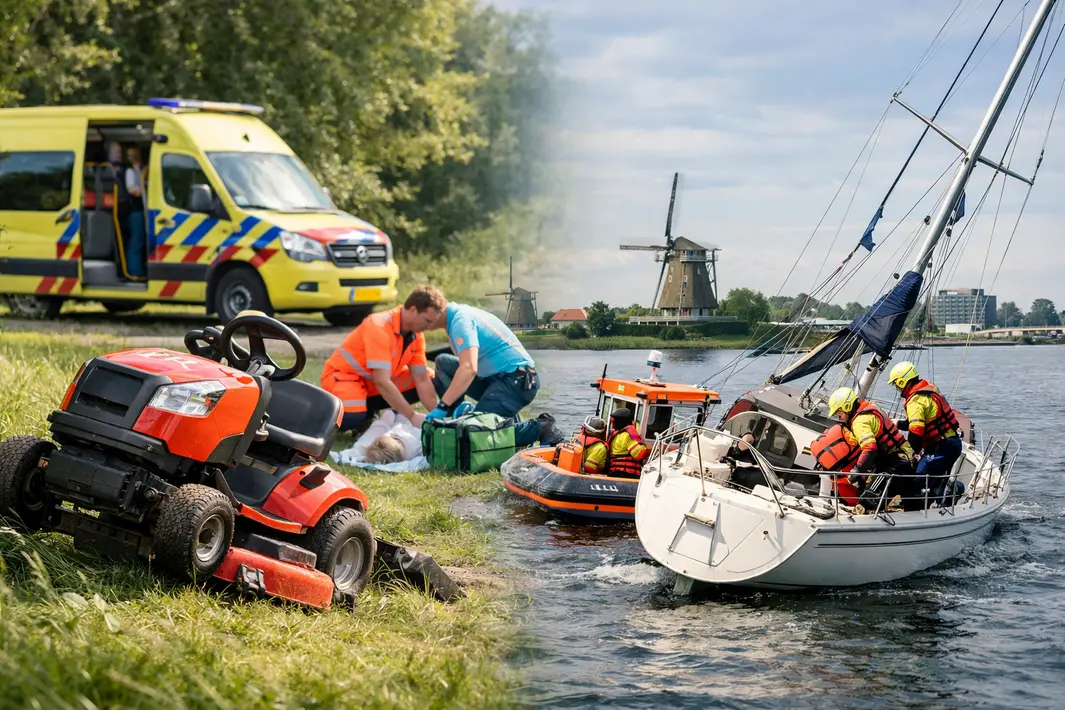Hulpverlening na incidenten met zitmaaier en zeiljacht in Groningen