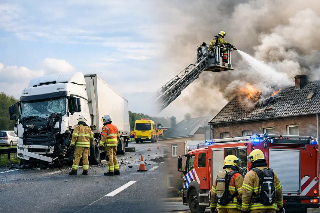Verschillende incidenten in Groningen: vrachtwagenongeluk en brand snel geblust