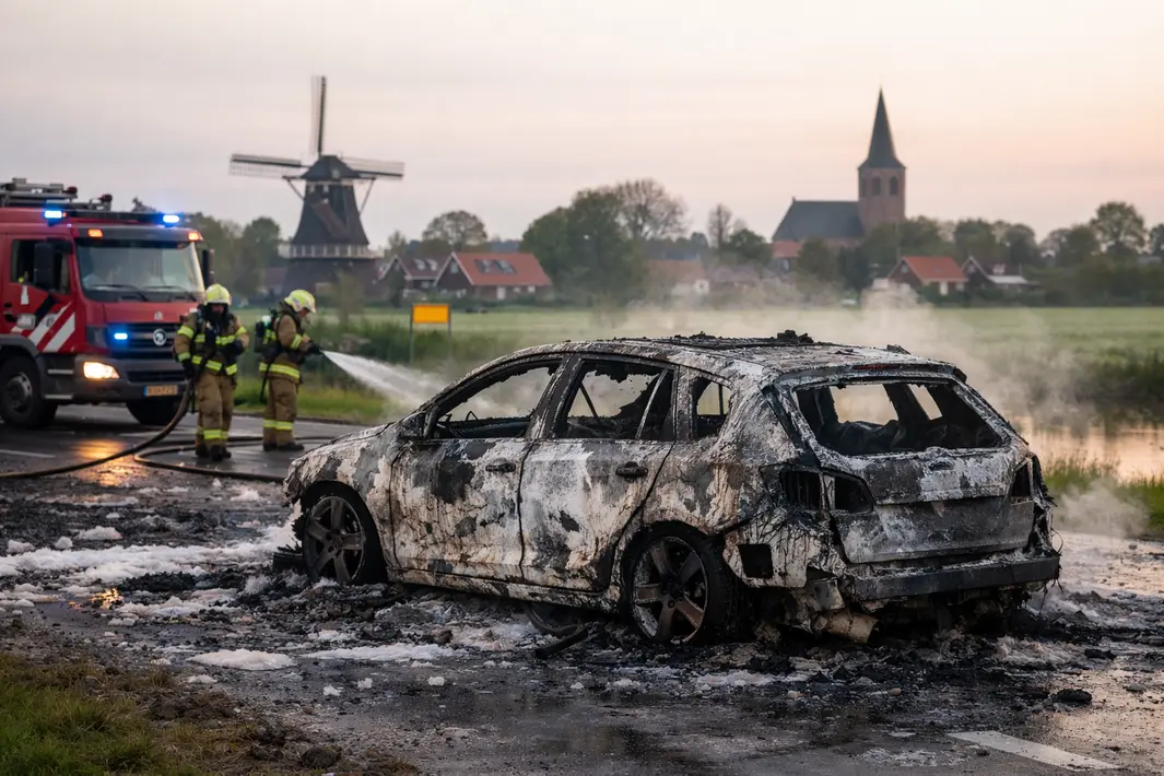 Voertuig volledig uitgebrand bij incident in Ten Boer