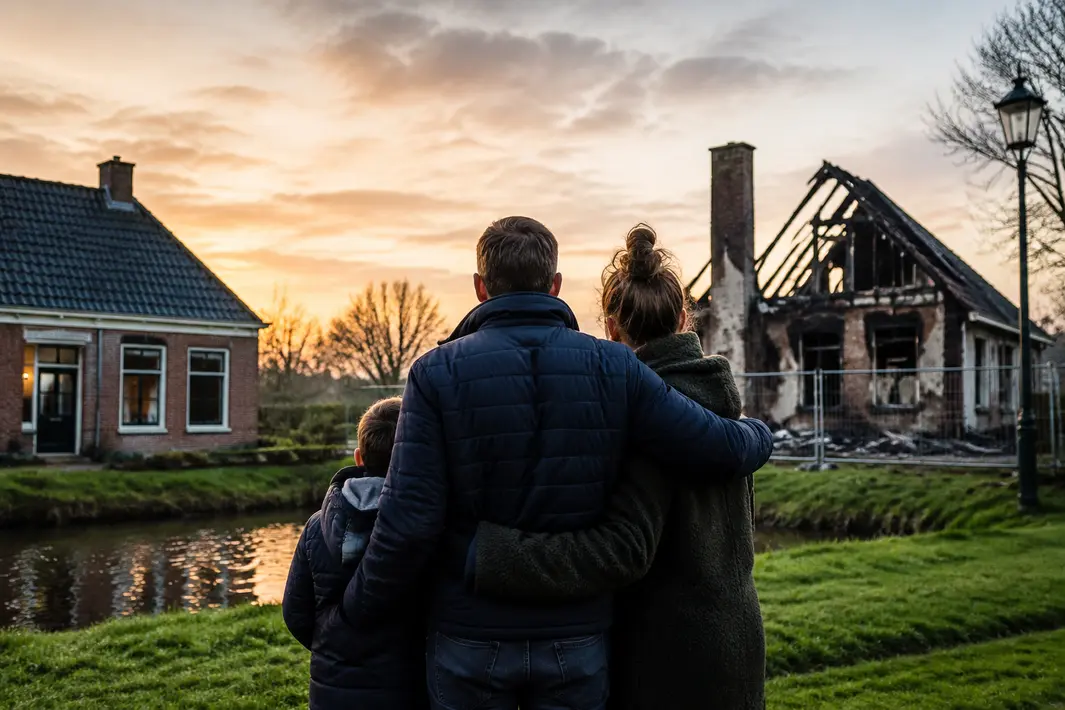Grote steun voor gezin na huisbrand in Pieterburen