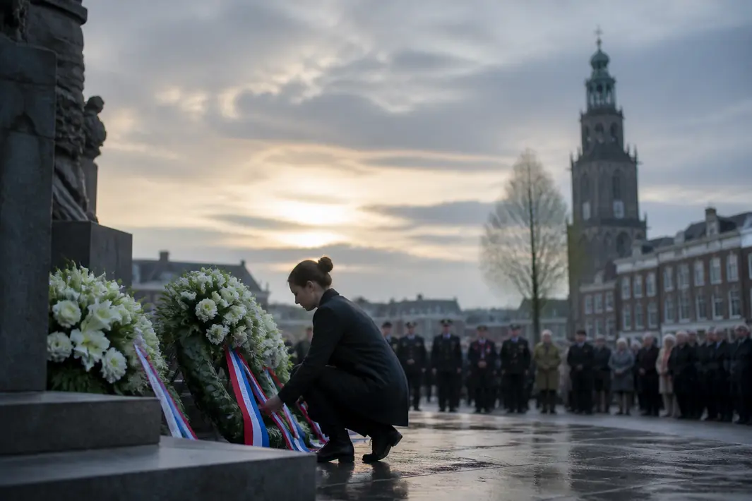 Herdenking met kransleggingen op diverse locaties in Groningen
