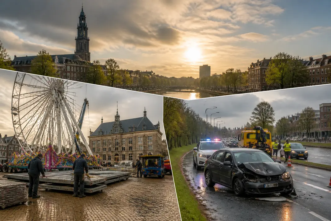 Opbouw kermis gestart op beide markten en ongeval op Hoendiep gemeld