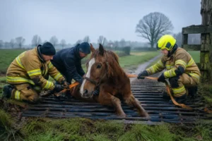 Paard vast op wildrooster in Harkstede bevrijd