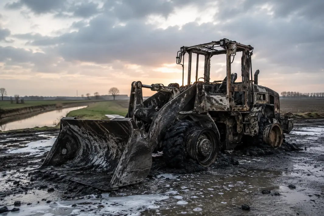 Shovel volledig uitgebrand bij incident in Godlinze