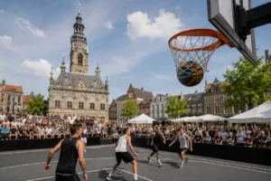 Succesvol 3x3 basketbaltoernooi op de Grote Markt tijdens Pinksterweekend