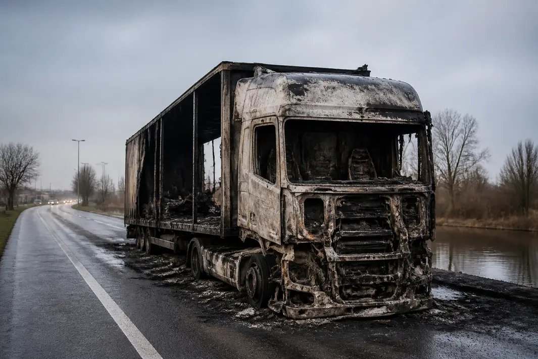 Vrachtwagen volledig uitgebrand in Stadskanaal