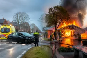 Aanrijding met gewonde in Leek en brand in tent aan Sontplein