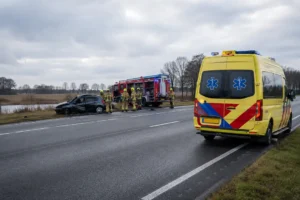Bestuurder lange tijd vast na verkeersongeval op N33 bij Veendam